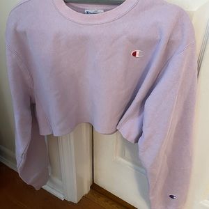 Champion Reverse Weave Cropped Hoodie Purple XS